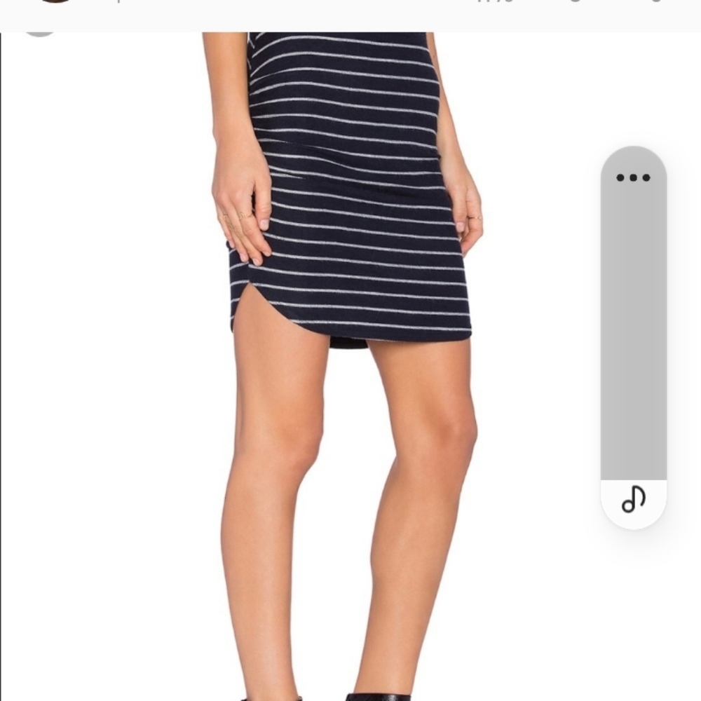 Navy blue and white stretch mini skirt